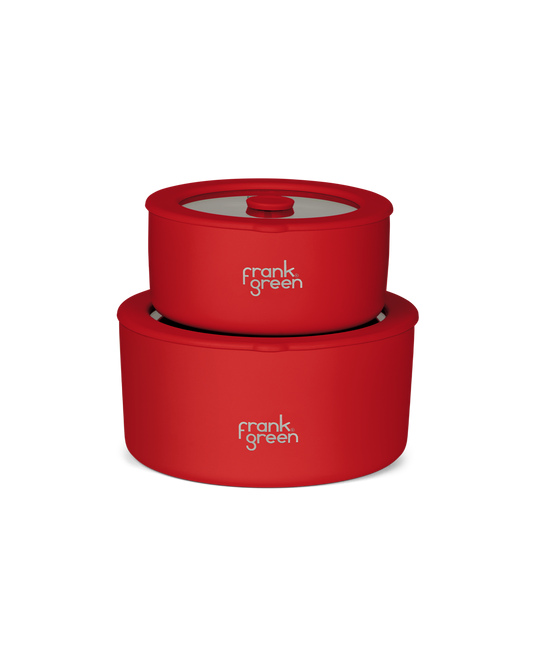 Stainless Steel Bowls with Glass Lids (2 Pack) - 700ml & 1500ml