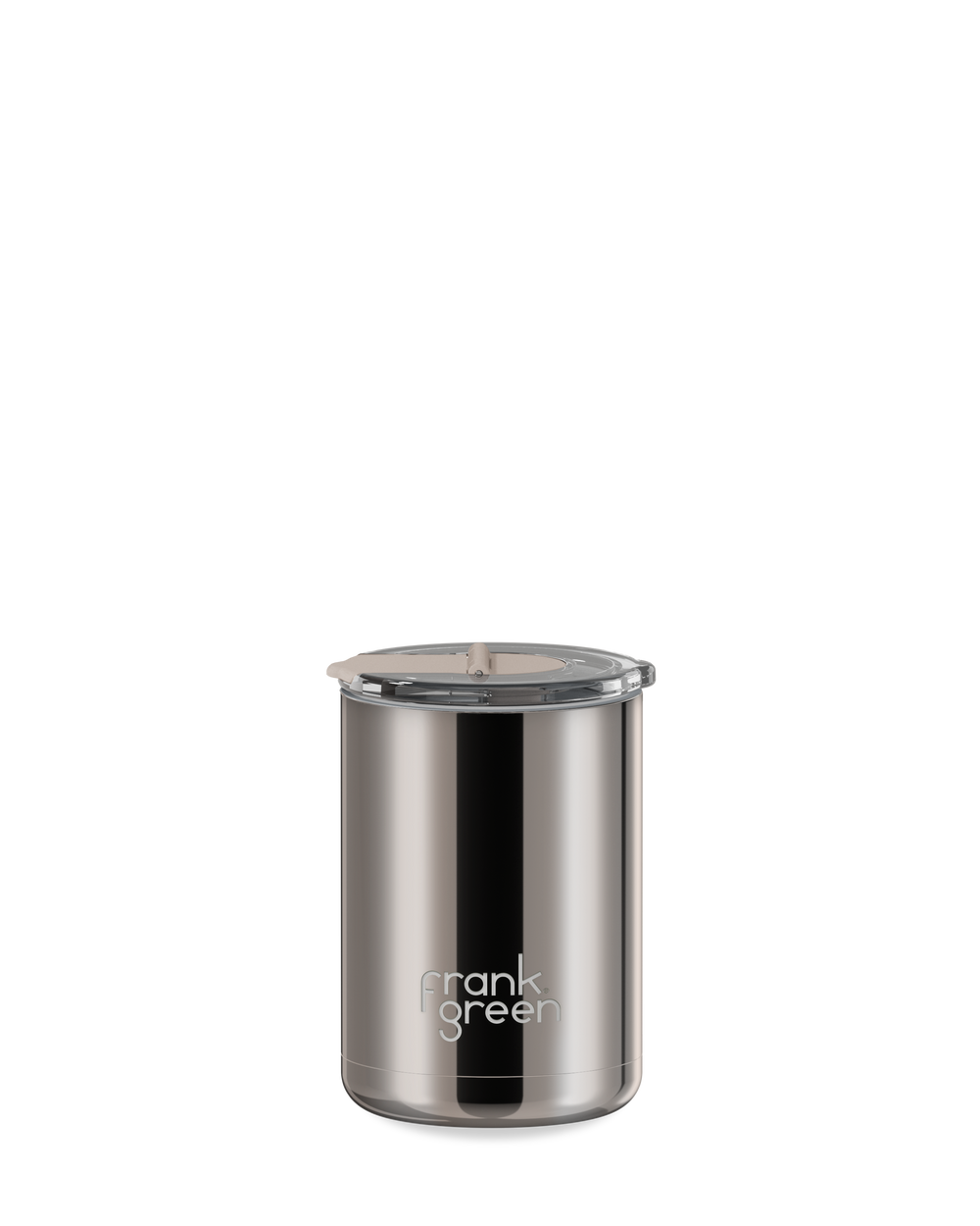 Chrome Ceramic Coffee Cup with Hinged Screw Lid - 12oz / 355ml