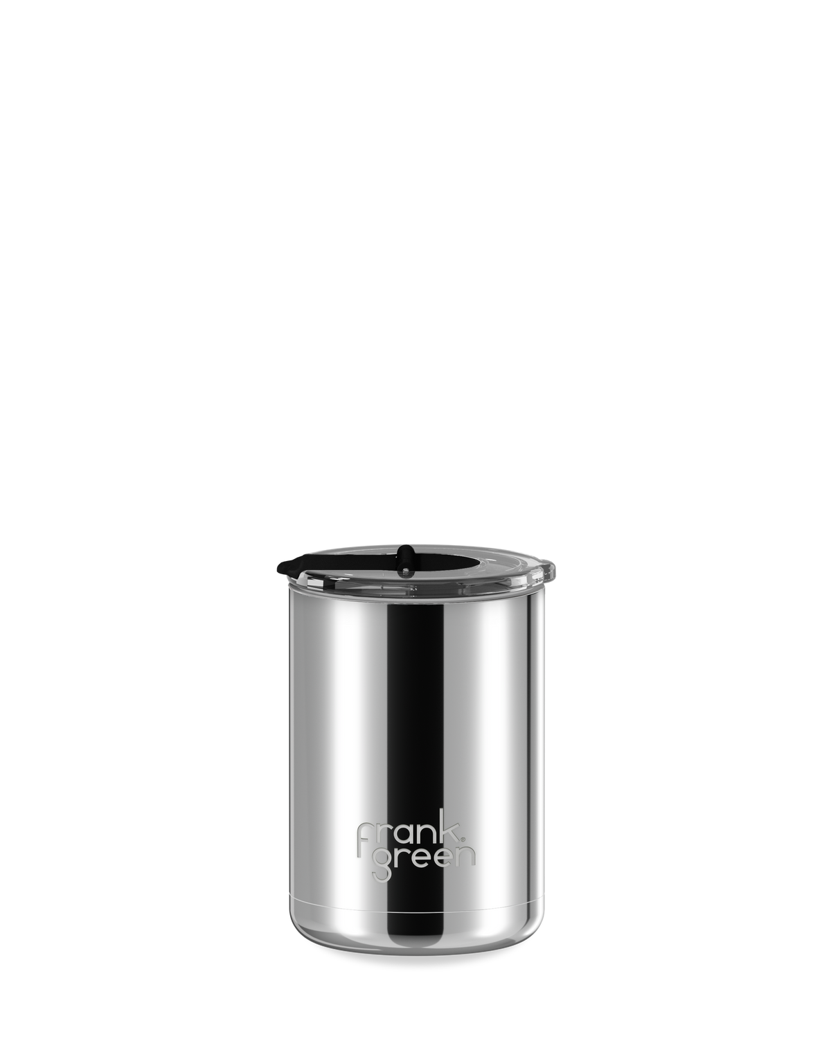 Chrome Ceramic Coffee Cup with Hinged Screw Lid - 12oz / 355ml