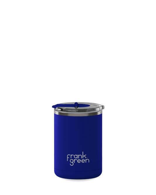 Limited-Edition Blue Carbon 12oz. Ceramic Coffee Cup with New Hinged Lid