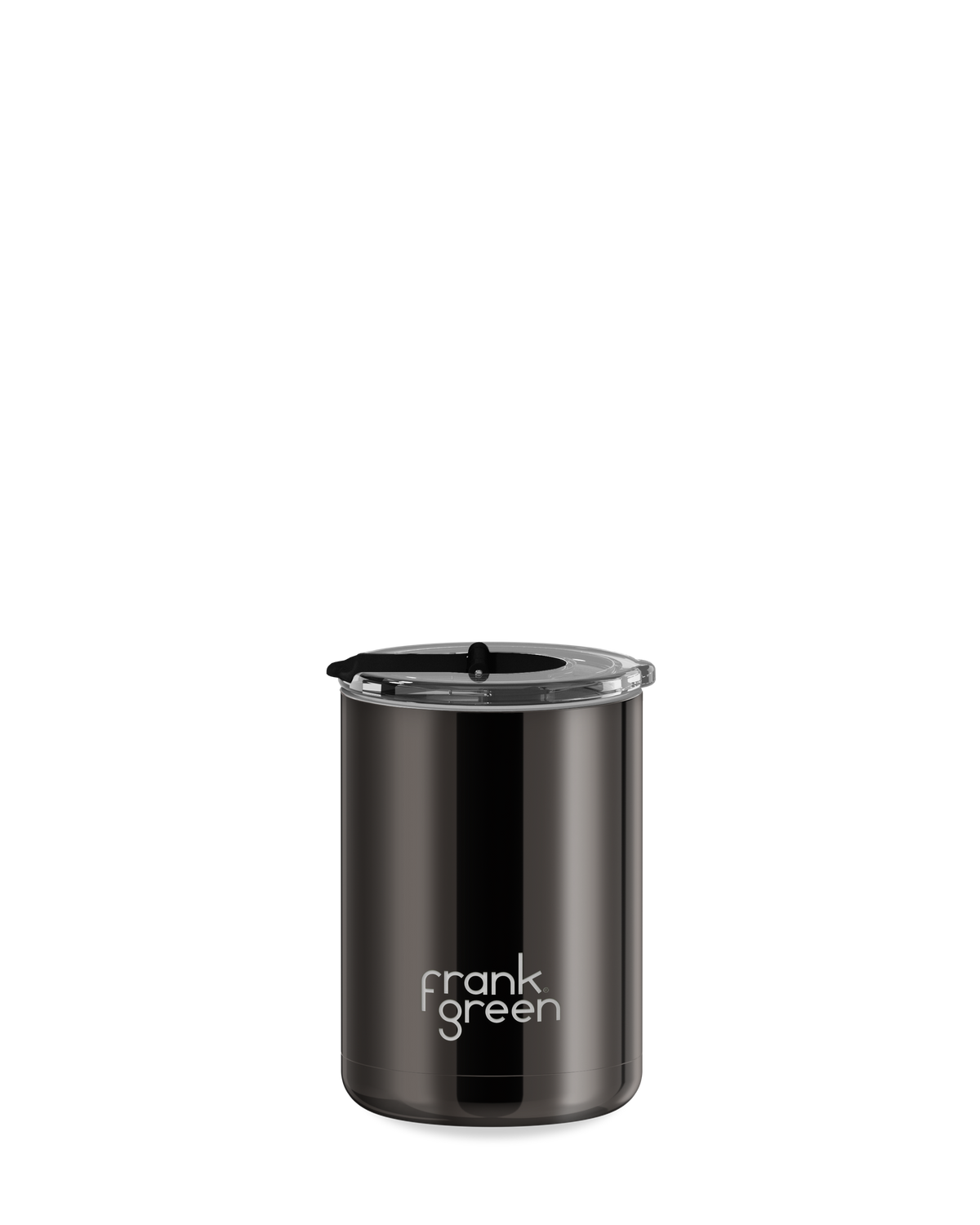 Chrome Ceramic Coffee Cup with Hinged Screw Lid - 12oz / 355ml